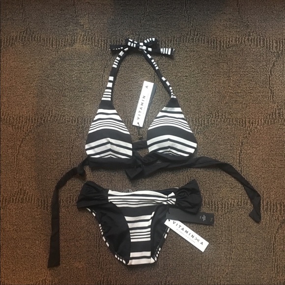 VITAMIN A - Striped wrap bikini Top, L 10 - Picture 2 of 4